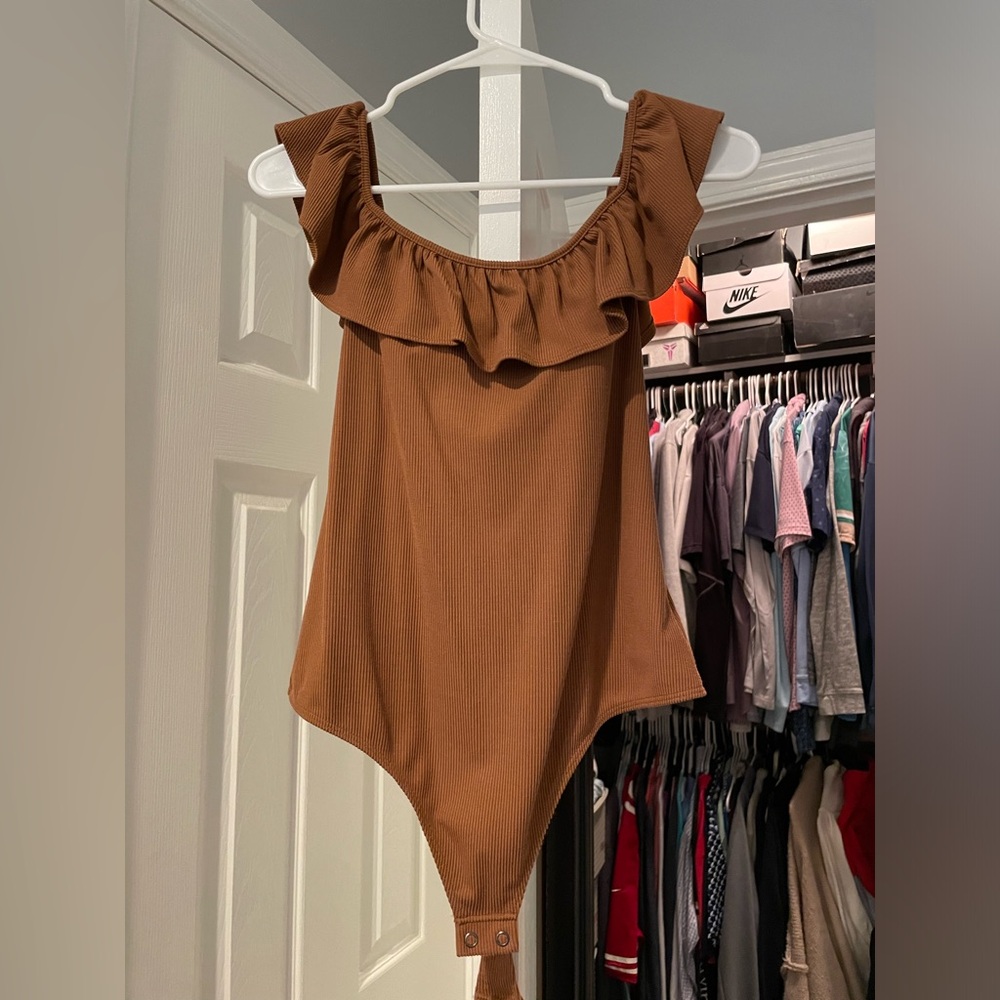 Brown Ruffled Bodysuit